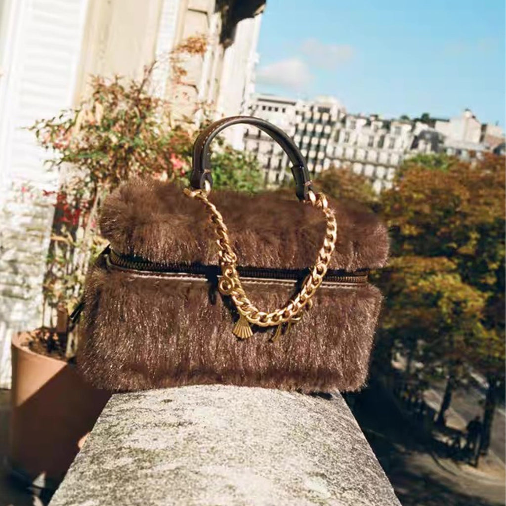 Sarah Express Plush Chain Detail Crossbody Mini Bag