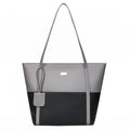 Sarah Express Large Capacity Patchwork PU Leather Tote Black