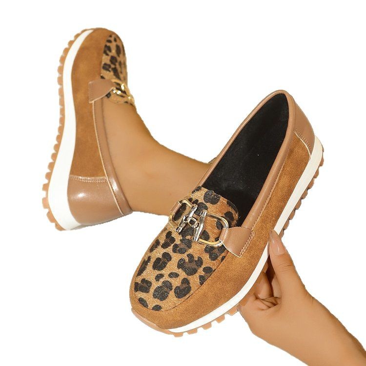 Sarah Express Round Toe Metal Buckle Leisure Loafers