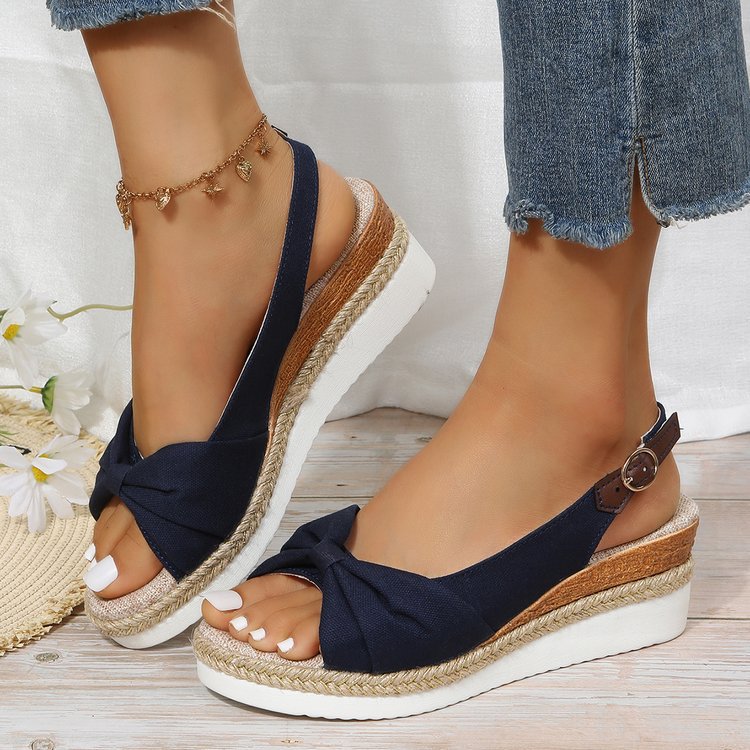 Sarah Express Jute-Strap Bow Detail Wedge Sandals