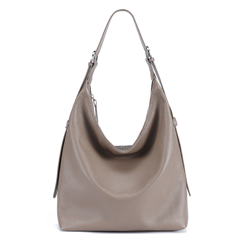 Sarah Express Genuine Leather Bucket Shoulder Bag Elephant Gray