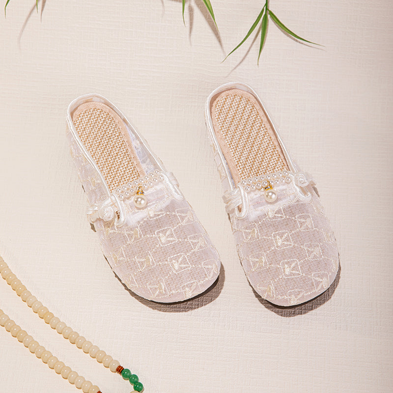 Sarah Express Embroidered Mesh Slip-On Summer Sandals