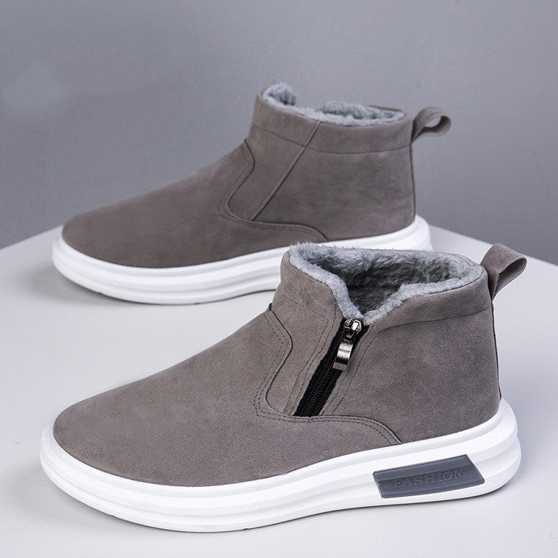Sarah Express Men's Fleece Lined Side Zipper Ankle Boots Grey