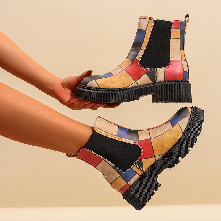 Sarah Express Color Block Mid-Calf Slip-On Boots