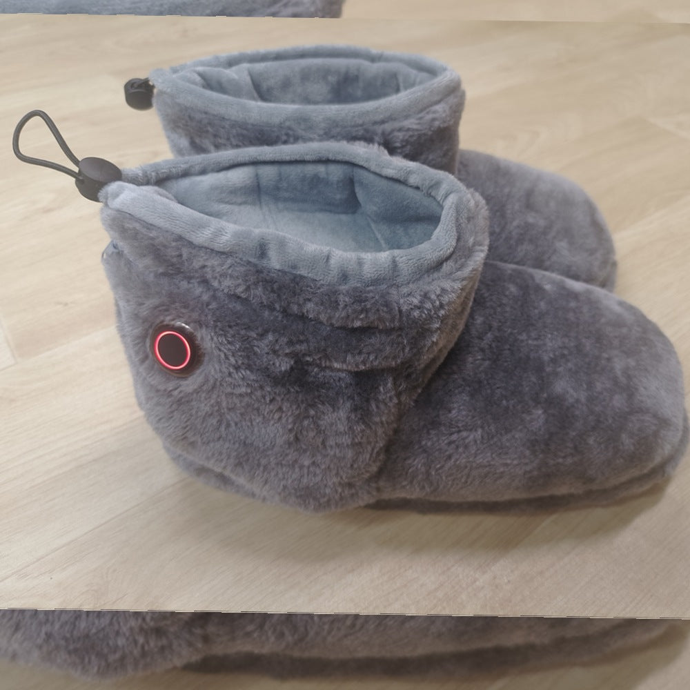 Sarah Express USB Heated Plush Warming Bootie Slippers Gray Free Size