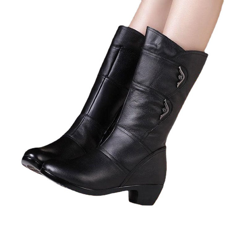Sarah Express Women's Velvet Padded Mid-Calf Boots