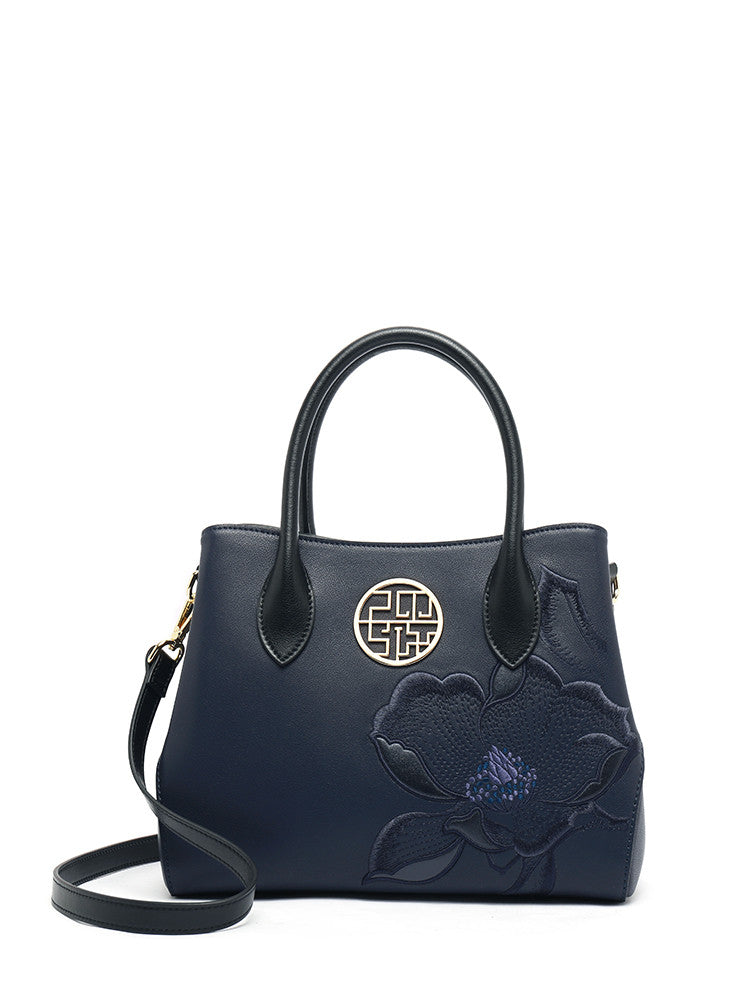 Sarah Express Embroidered Floral Structured Tote Bag