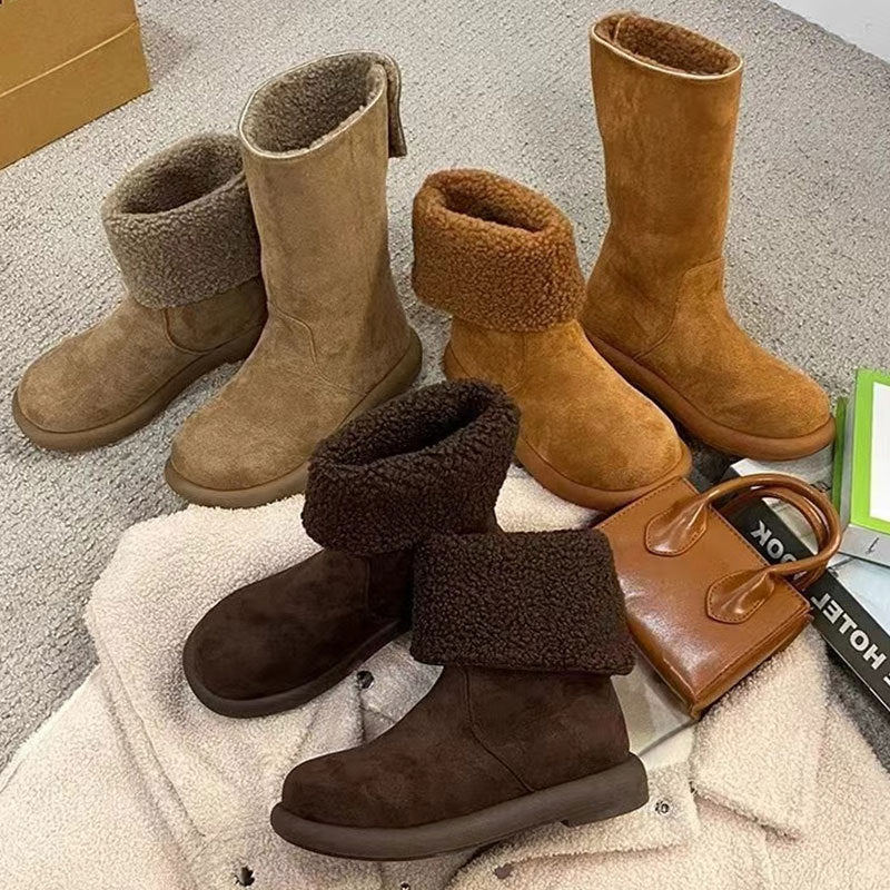 Sarah Express Warm Cotton Lined Mid-Calf Slip-On Boots