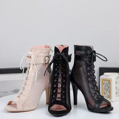 Sarah Express Peep Toe Lace-Up Ankle Boots