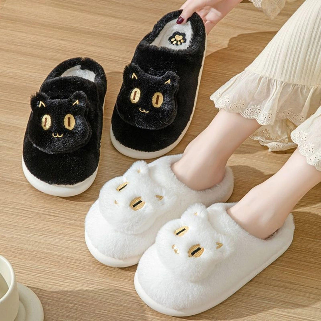 Sarah Express Plush Cat Face Slip-On House Slippers