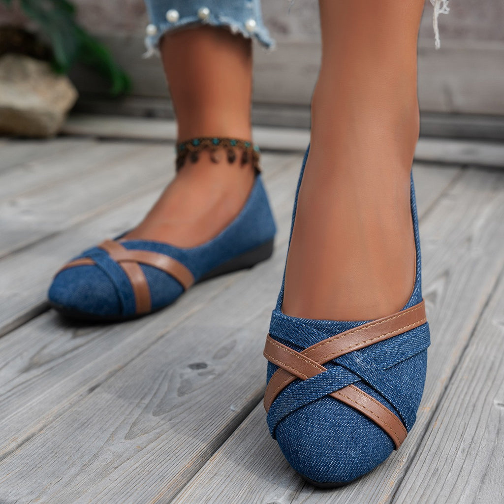 Ins Cross-straped Denim Loafers Fashion Lightweight Comfortable Flats Shoes For Women – product detail alternate view 7