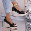 Sarah Express Platform Peep-Toe High Heel Sandals Black