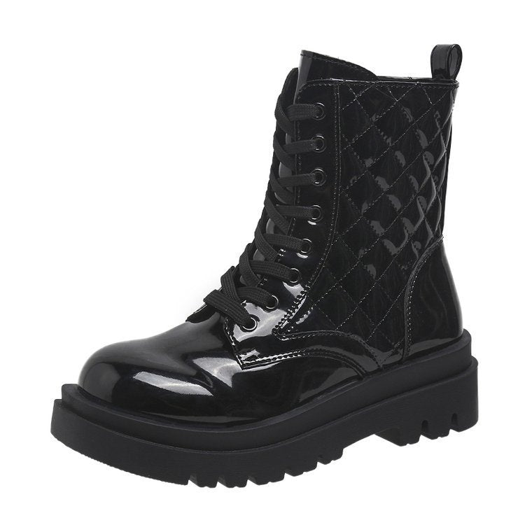 Quilted Platform Lace-up Ankle Boots – lace-up detail alternate view 10