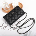 Sarah Express Embroidered Diamond Plaid Sheepskin Phone Bag Black