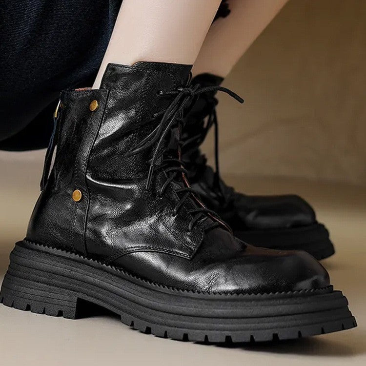 Sarah Express Chunky Sole Lace-Up Ankle Boots