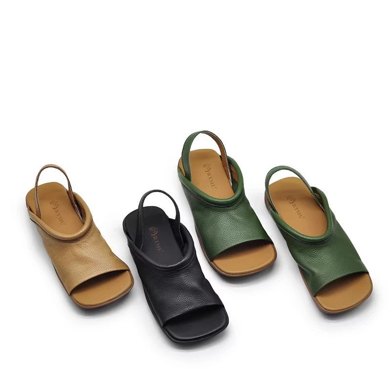 Sarah Express Women's Square Toe Roman Flat Sandals
