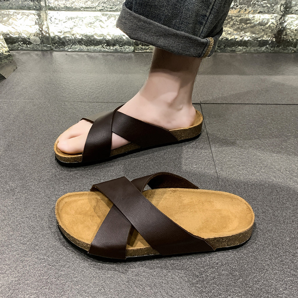 Sarah Express Men's Cross-Strap Cork Sandals