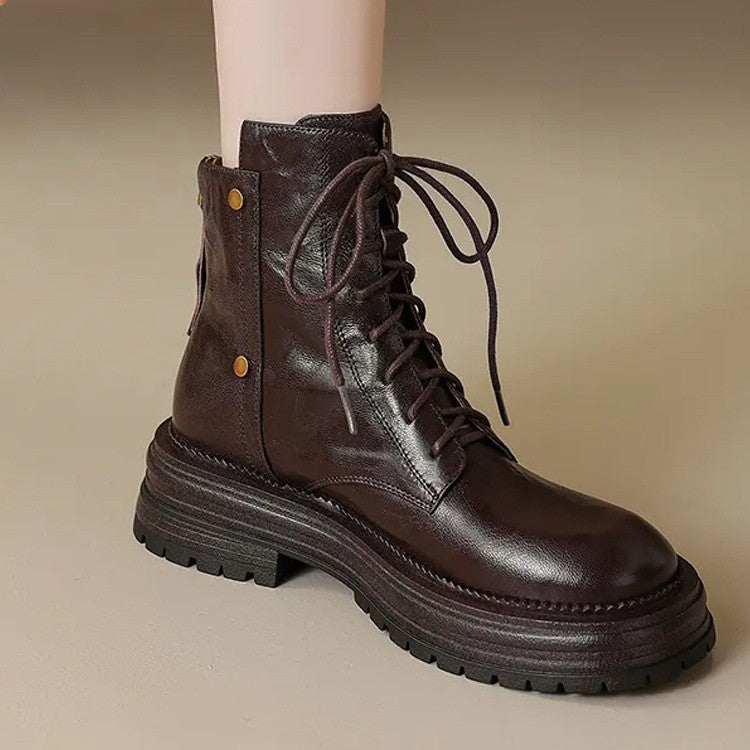 Sarah Express Chunky Sole Lace-Up Ankle Boots