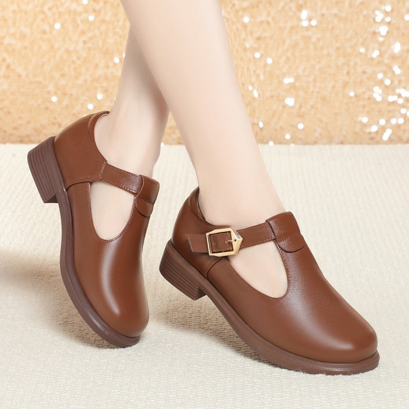 Sarah Express Round-Toe T-Strap British Style Flats