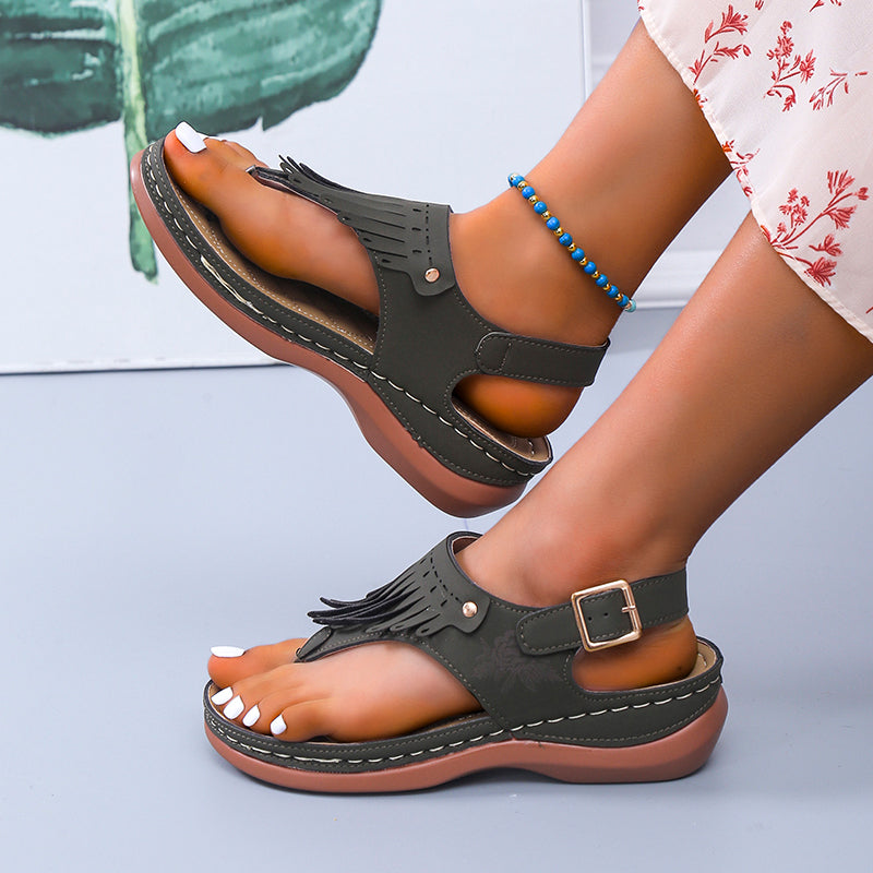 Sarah Express Women's Roman Cutout Wedge Beach Sandals