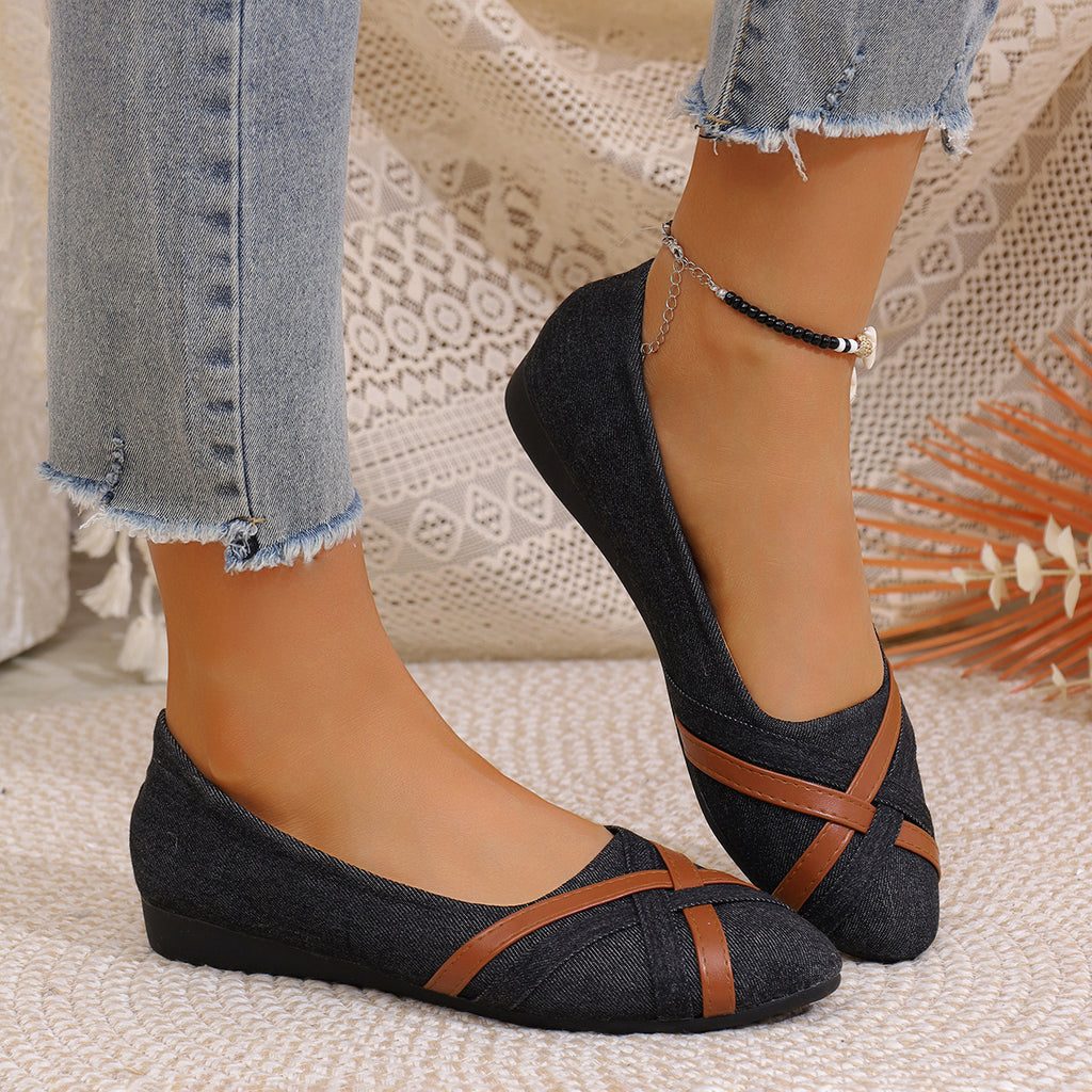 Ins Cross-straped Denim Loafers Fashion Lightweight Comfortable Flats Shoes For Women – product detail alternate view 6