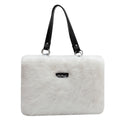 Sarah Express Plush Floral Shoulder Tote Bag White