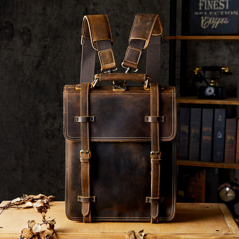 Sarah Express Structured Cowhide Leather Laptop Backpack