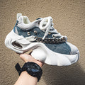 Sarah Express Men's Elevated Denim Casual Sneakers White And Blue