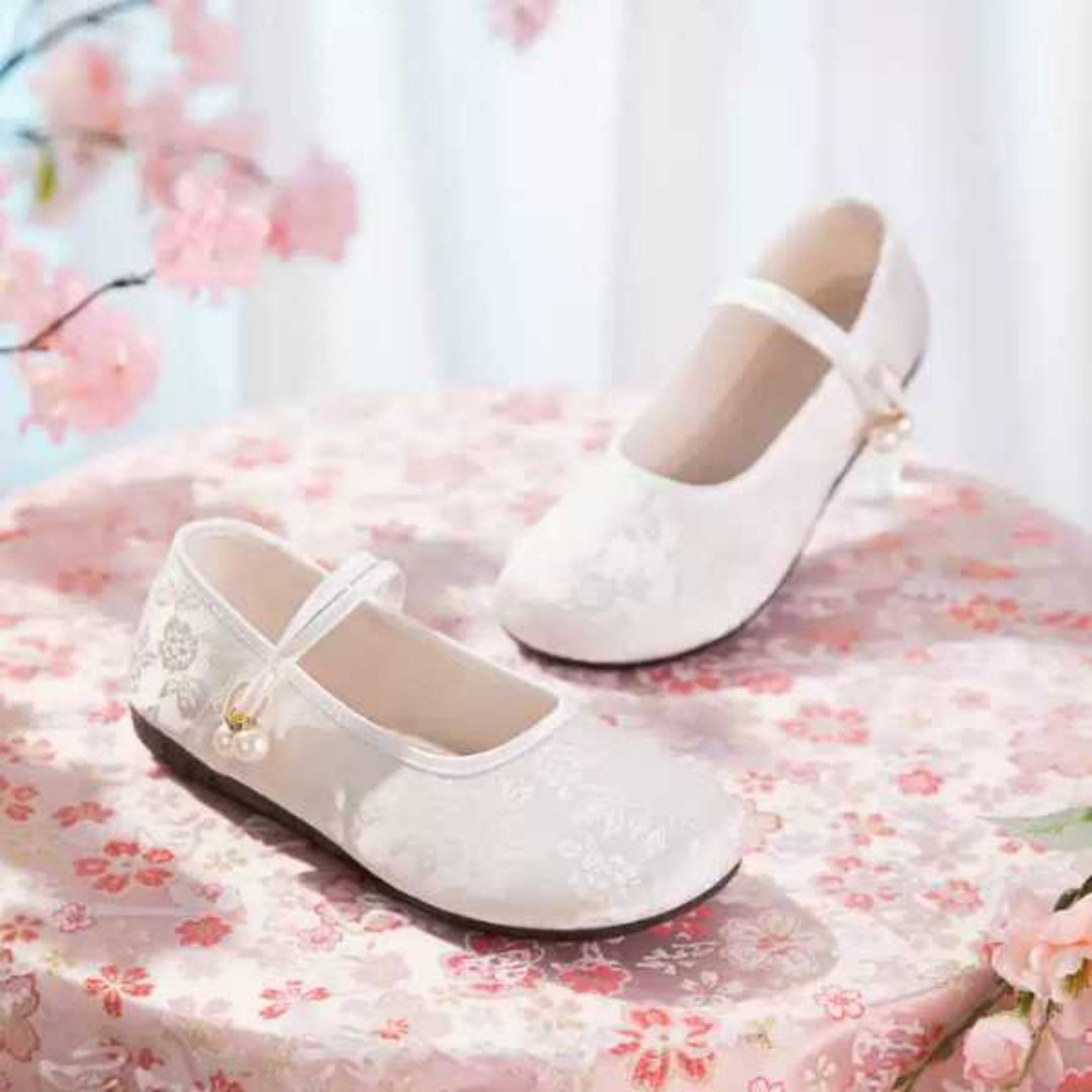 Sarah Express Jacquard Satin Mary Jane Flats