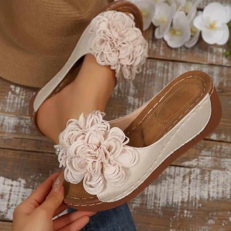 Sarah Express Floral Wedge Platform Mule Sandals