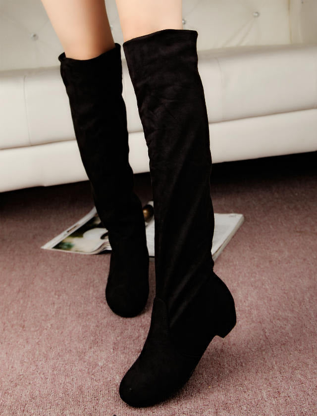 Sarah Express Over-the-Knee Chunky Heel Boots Black