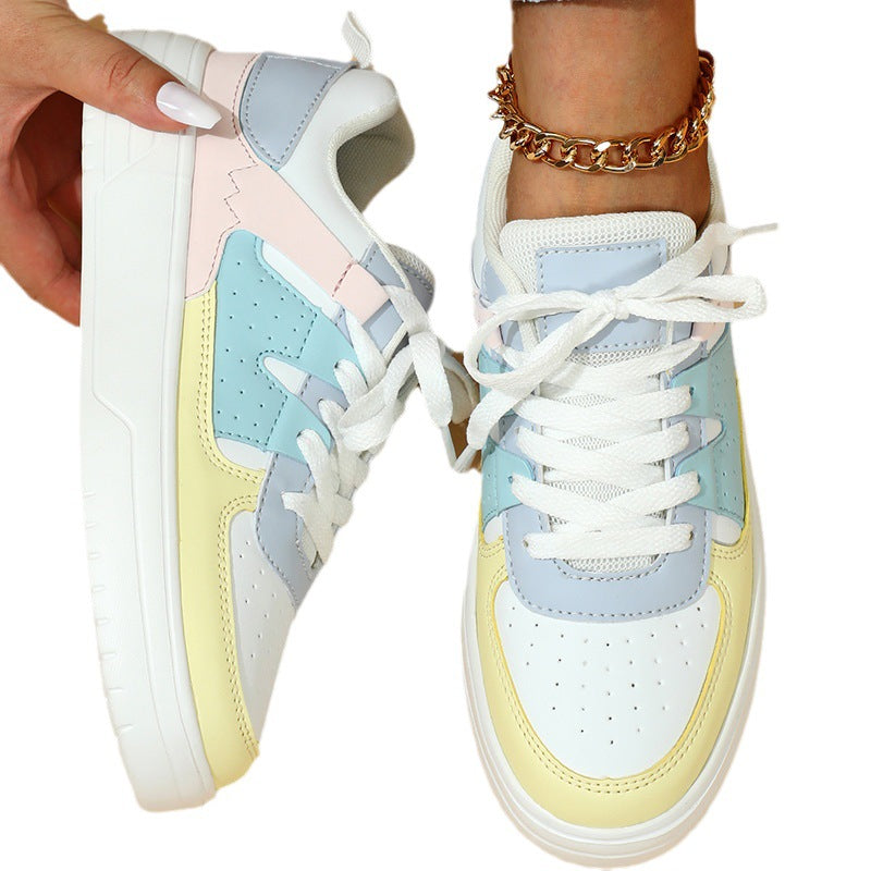 Sarah Express Colorblock Lace-Up Casual Platform Flats
