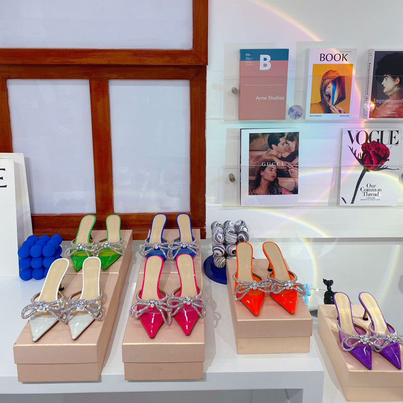 Sarah Express Rhinestone Bow Pointed-toe Stiletto Sandals