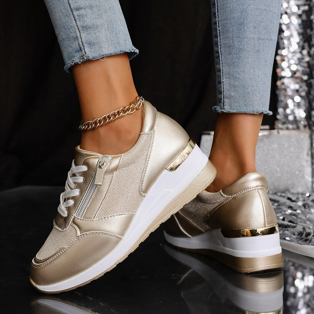 Sarah Express Women's Side Zipper Casual Wedge Sneakers
