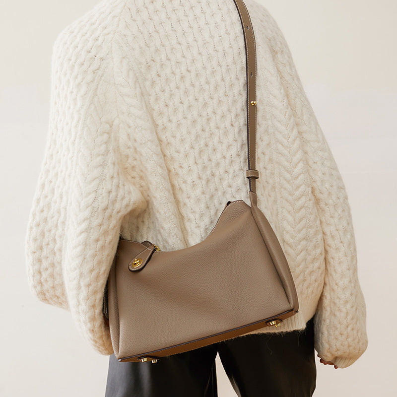 Sarah Express Retro Structured Leather Crossbody Shoulder Bag