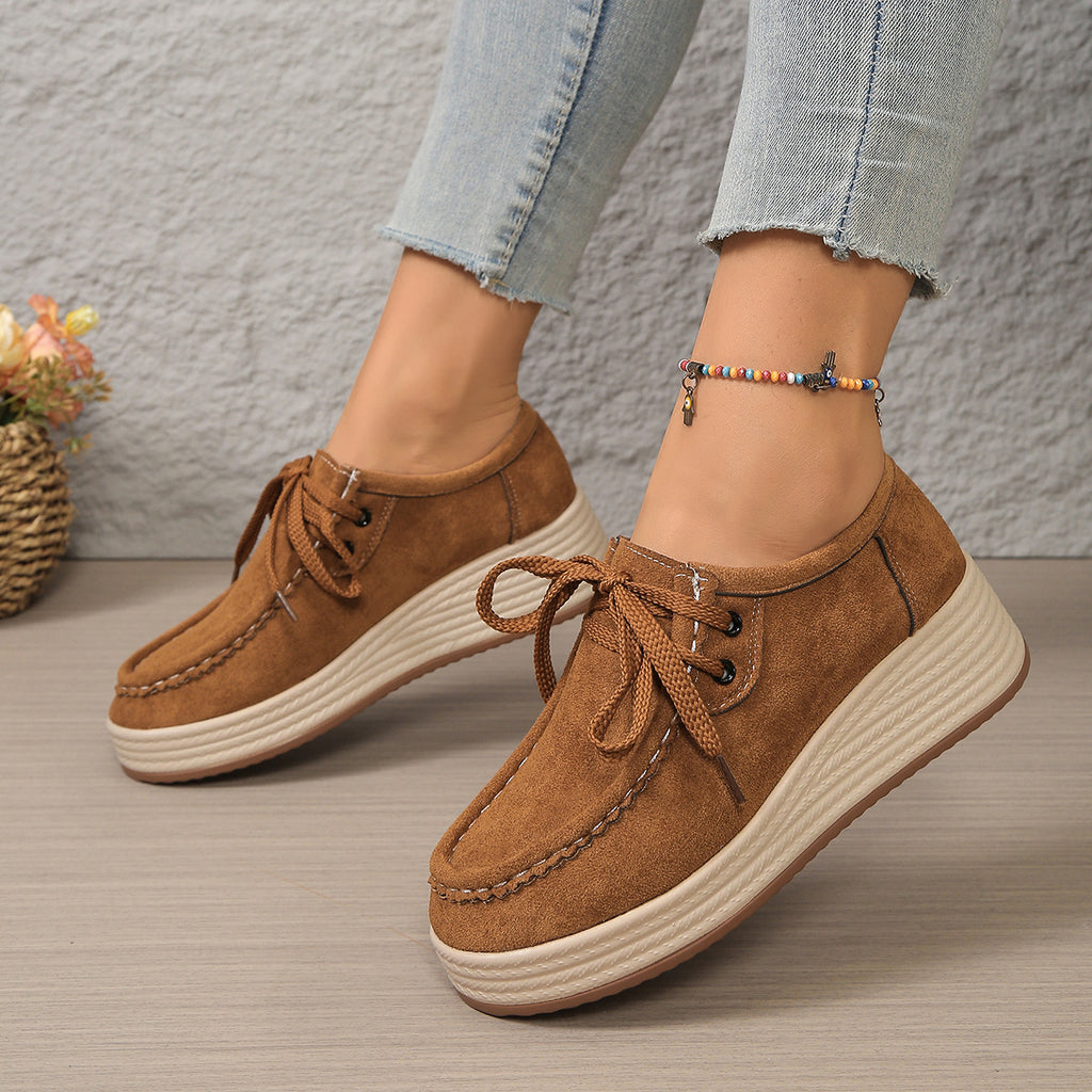 Sarah Express Lace-Up Chunky Sole Suede Pumps