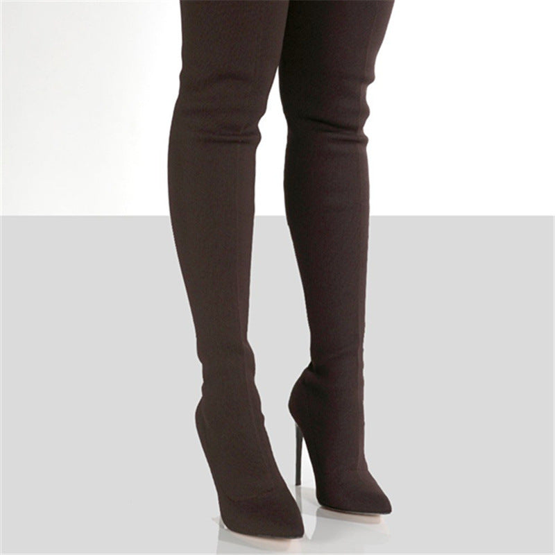 Sarah Express High-Heel Knit Over-the-Knee Boots