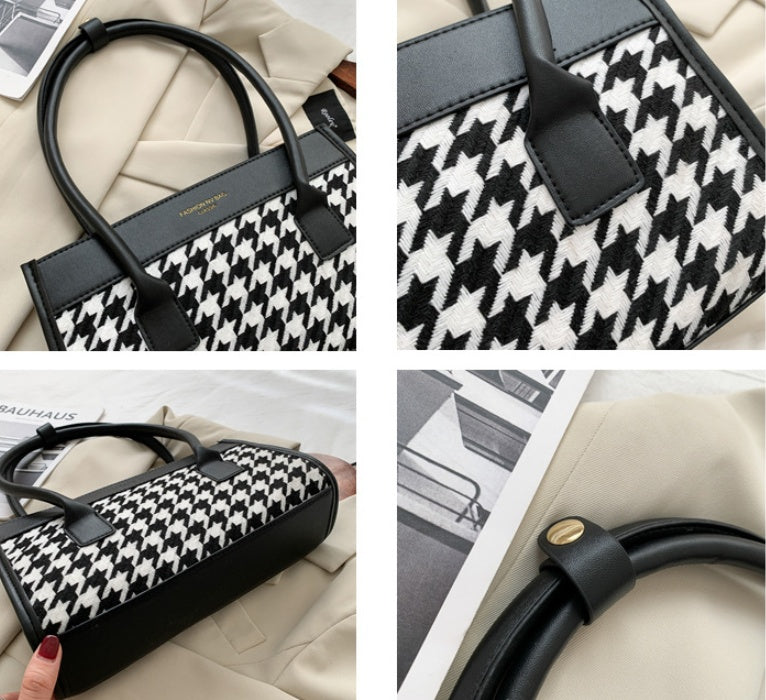 Sarah Express Structured Houndstooth Pattern Handbag