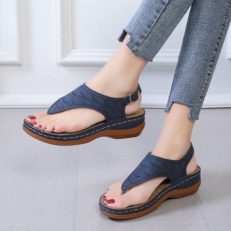 Sarah Express Casual Wedge Heel Buckle Strap Sandals