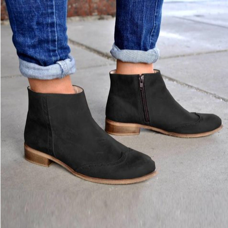 Sarah Express Waterproof Platform Ankle Boots Side Zipper Black