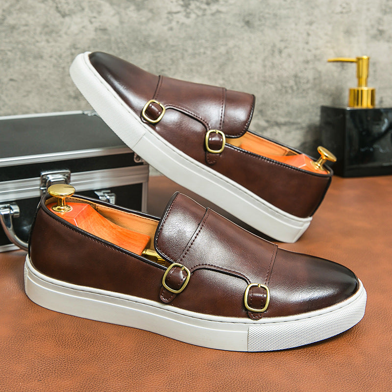 Sarah Express Men's Double Buckle Slip-On Loafers
