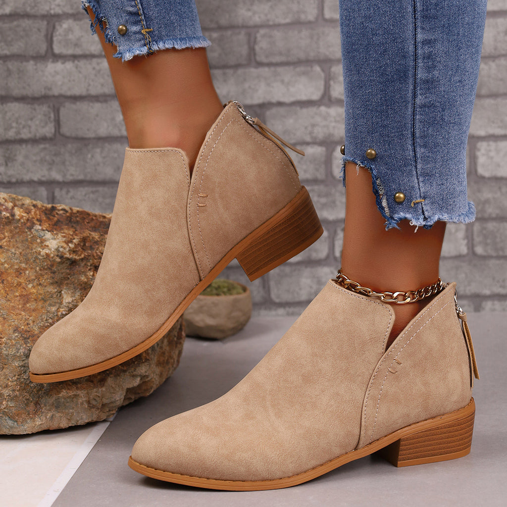Sarah Express Pointed Toe V-Cut Ankle Boots