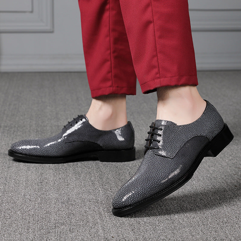 Sarah Express Textured Silver Lace Up Dress Shoes