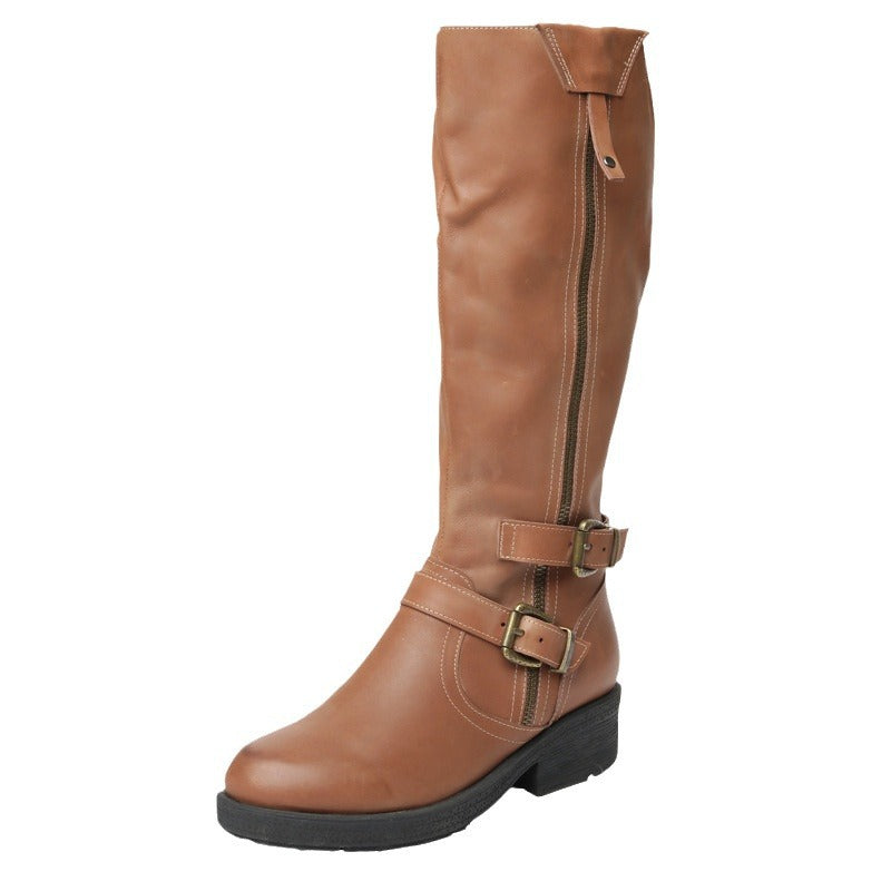 Sarah Express Women's Chunky Sole Side Zipper Boots