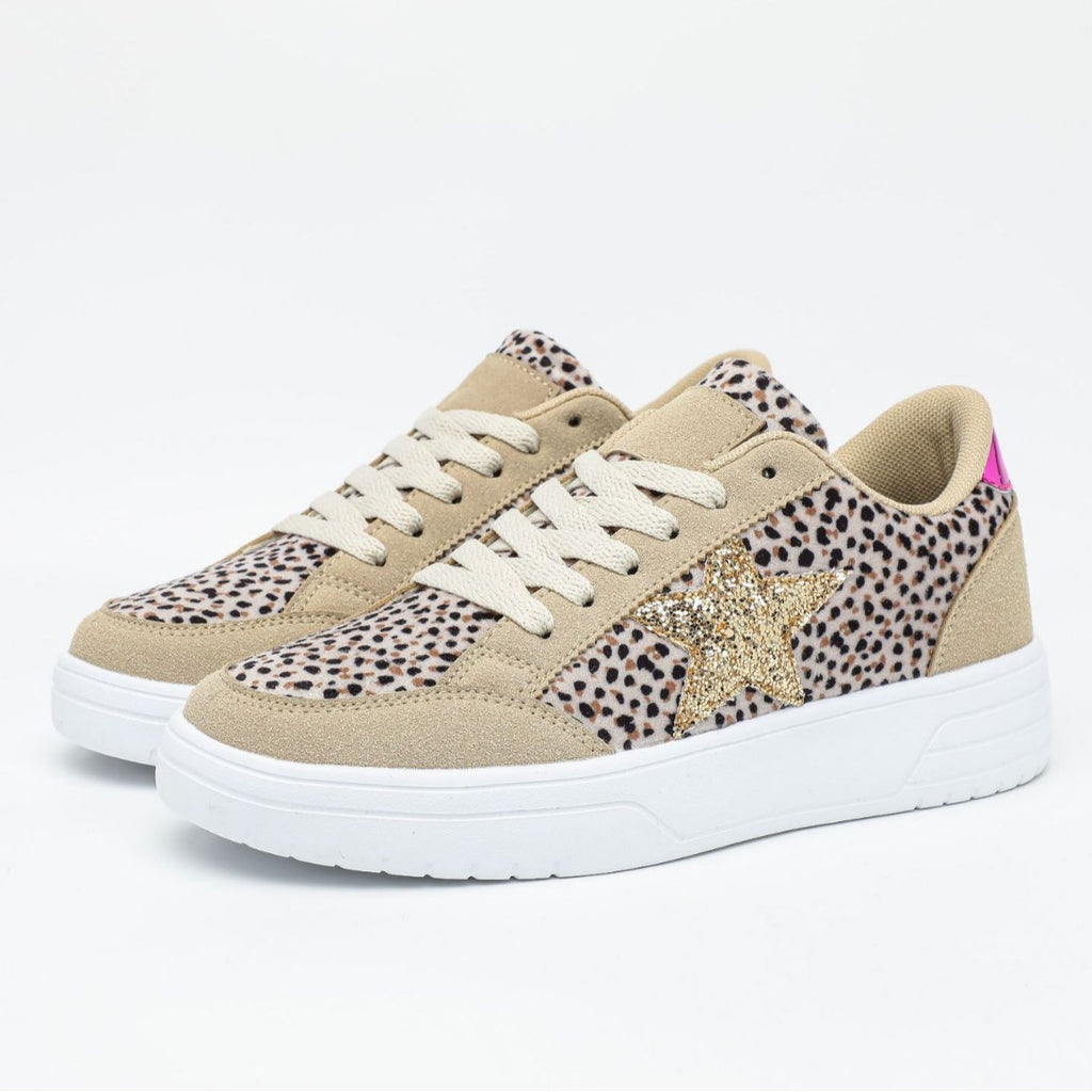 Sarah Express Leopard Print Retro Skate Sneakers