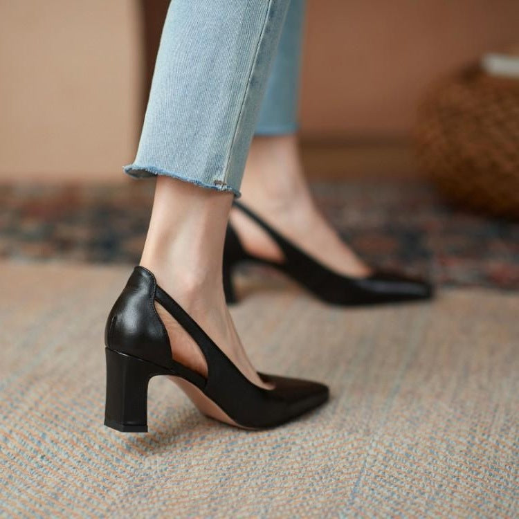 Sarah Express Women's Square Toe Block Heel Pumps