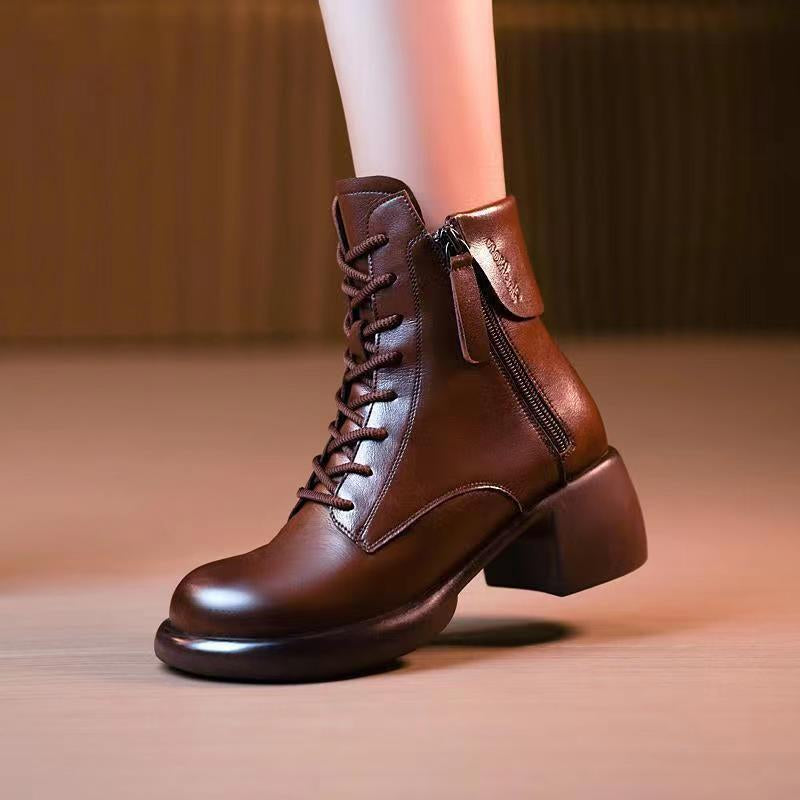 Sarah Express Vintage Chunky Heel Ankle Boots