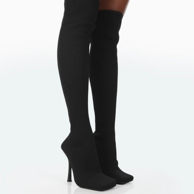 Sarah Express Over The Knee Ribbed Stiletto Boots