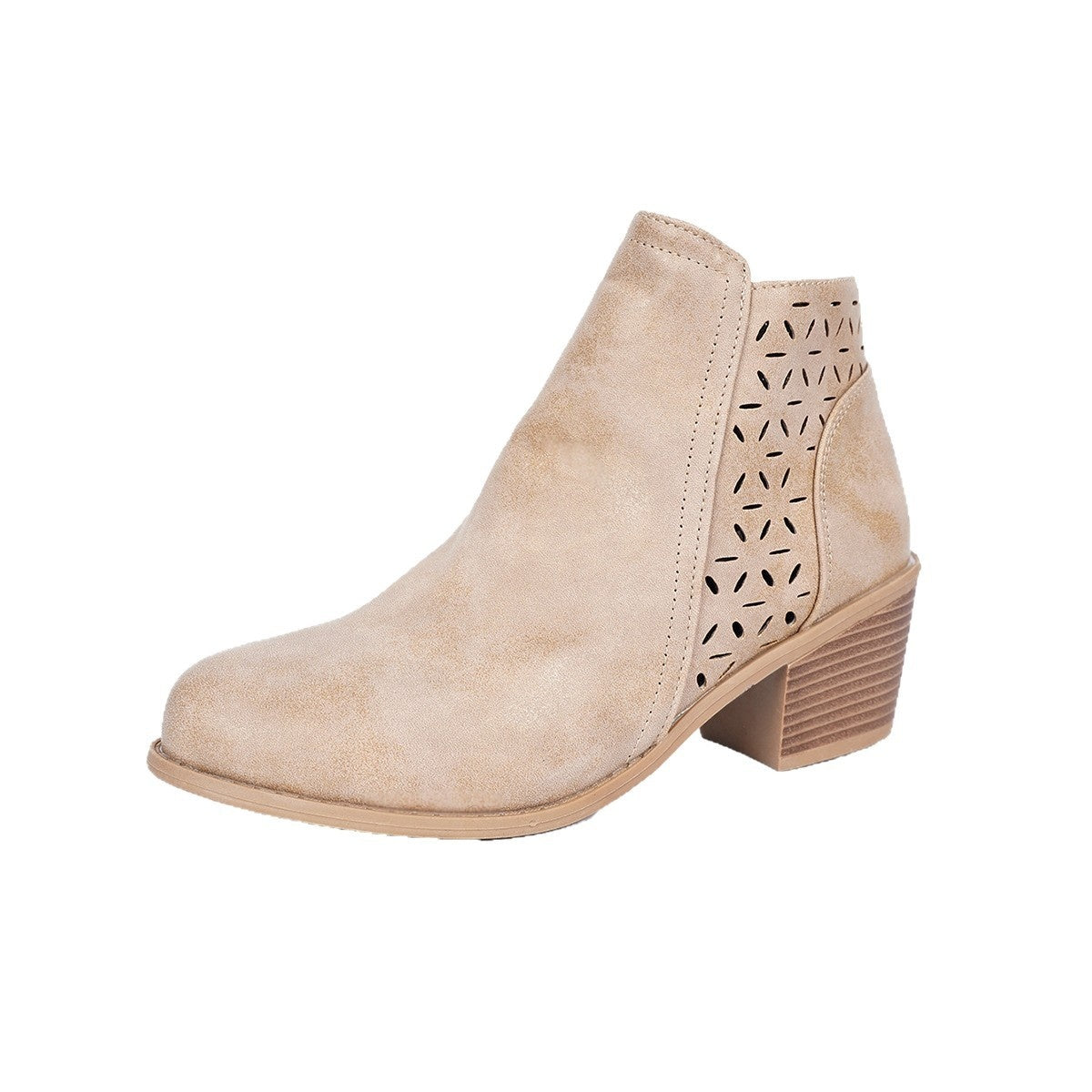 Sarah Express Chunky Heel Cutout Ankle Boots