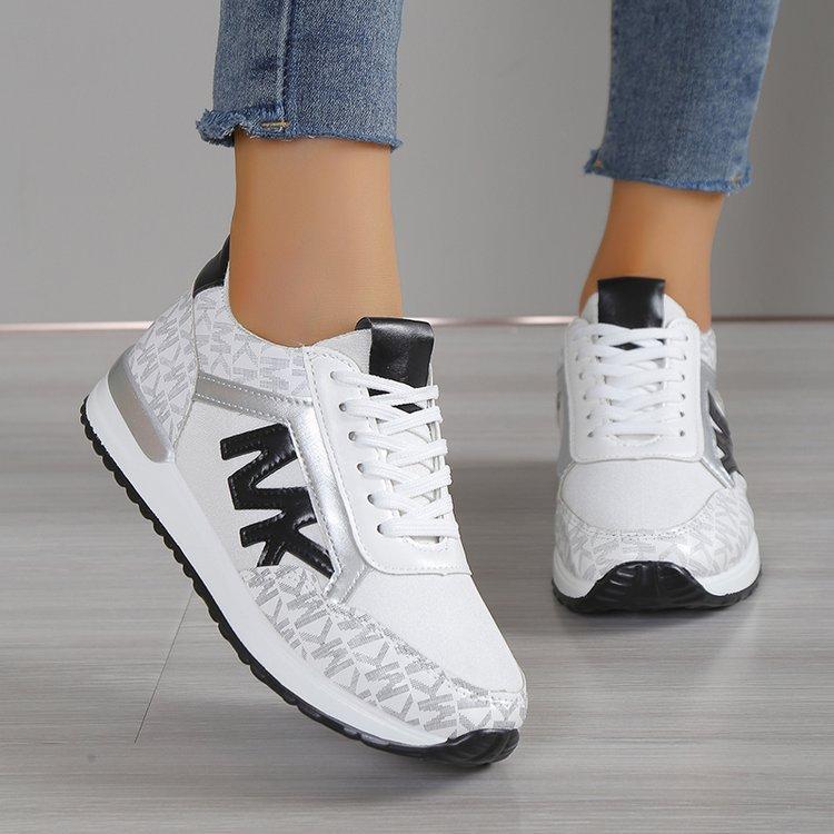 Sarah Express Casual Patterned Lace Up Sneakers